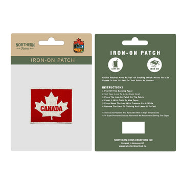 Canada iron-on embroidery patch on red background - 0