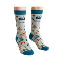 Women's Toronto Canada Crew Socks with City Skyline Landmarks and Travel Icons-3