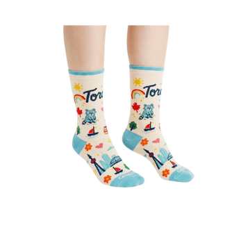 Toronto City Playful Skyline Graphic Crew Socks - 0