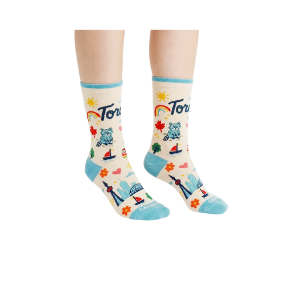 Toronto City Playful Skyline Graphic Crew Socks