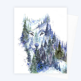 Young Wolf Watercolor Art Card