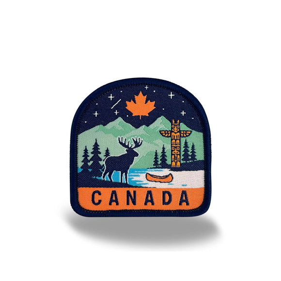 Canada Iron-On Woven Patch Moose Totem Pole Starry Night Arch Collectible Patch