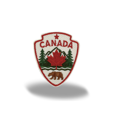 Canada Shield Maple Leaf Bear Mountain Embroidered Iron-On Patch