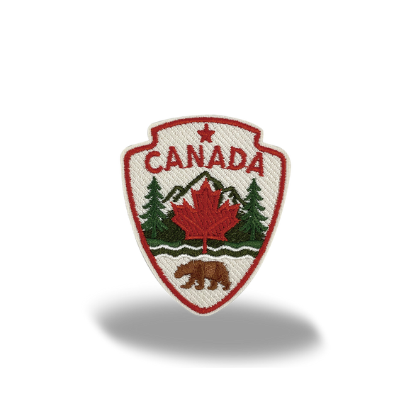 Canada Shield Maple Leaf Bear Mountain Embroidered Iron-On Patch