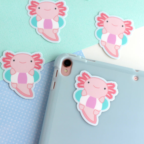 Axolotl in Floatie Vinyl Sticker