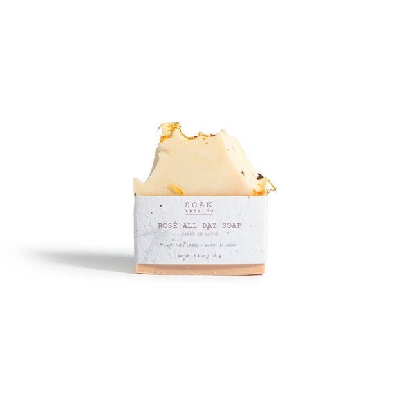 Rosé All Day Soap Bar - Handmade Rosé All Day soap bar with textured top and minimalist Canadian gift packaging.