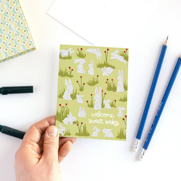 Bunny Rabbit New Baby Card