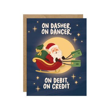 Spendy Santa On Debit On Credit - Christmas Card