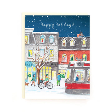 Assorted Box Of 8 'Toronto Wraparound Holiday' Cards - 0