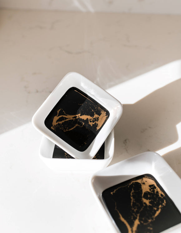 Resin Accented Ceramic Dipping Bowls