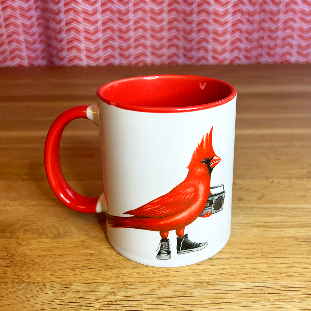 Cardinal with a Boombox Mug