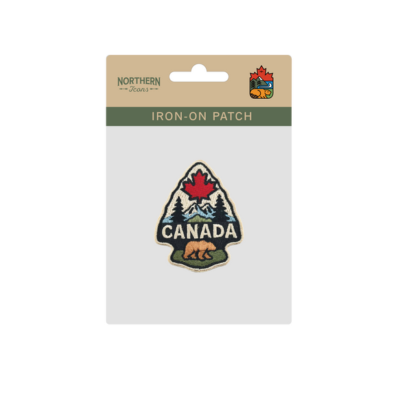 Canada Wilderness Maple Leaf Bear Embroidered Iron-On Patch