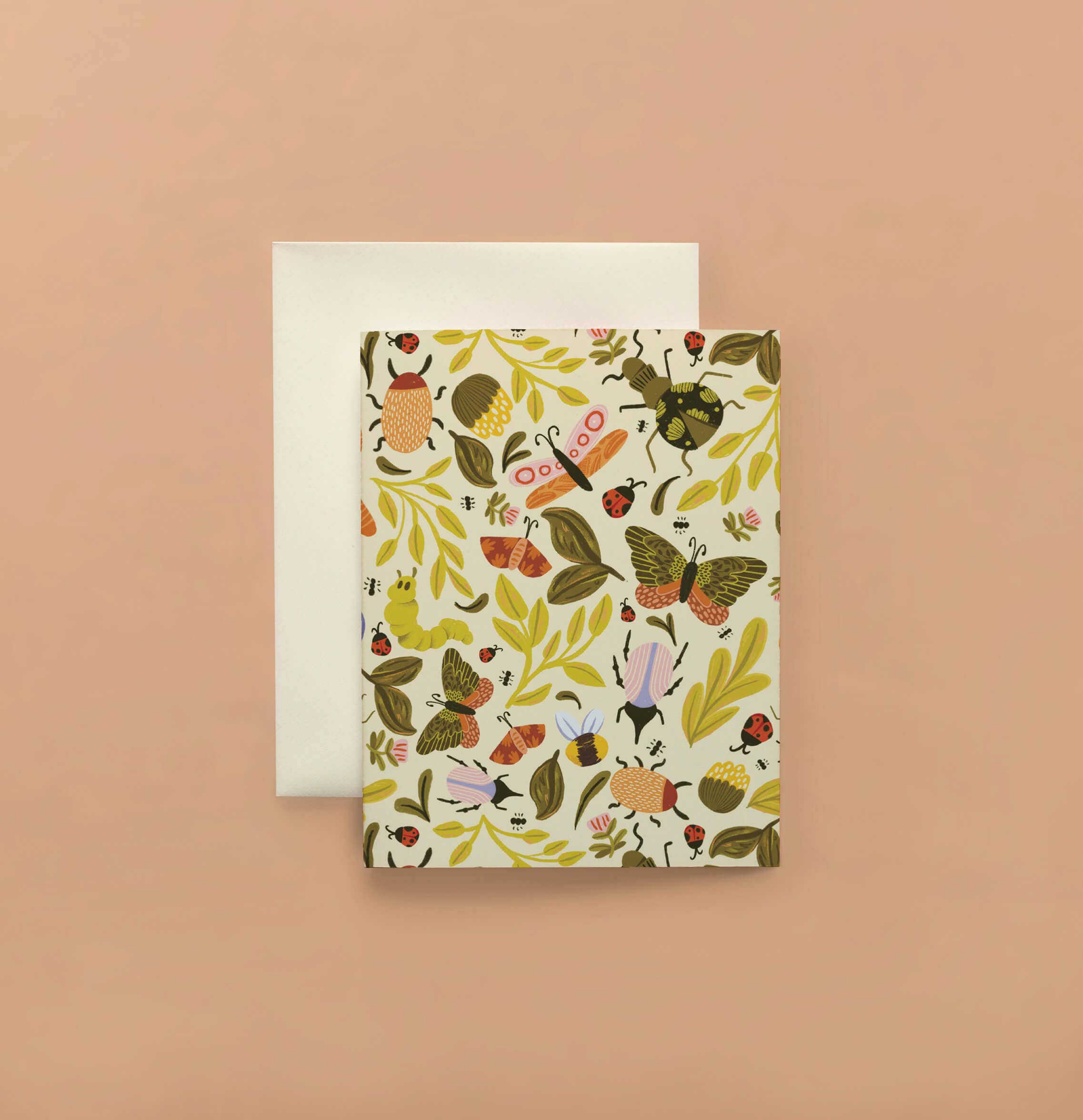 Garden Critters Patterned Florals Blank Note Card