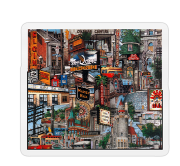 My Toronto Sticker - Colorful handmade Canadian Toronto cityscape sticker featuring iconic landmarks, perfect unique gift.