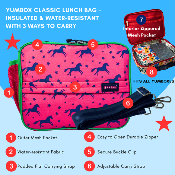 Yumbox Classic Lunch Bag – Insulated Equestrian-Inspired Tote with Vibrant Accents