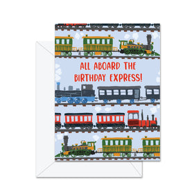 All Aboard The Birthday Express! (Train) - Greeting Card