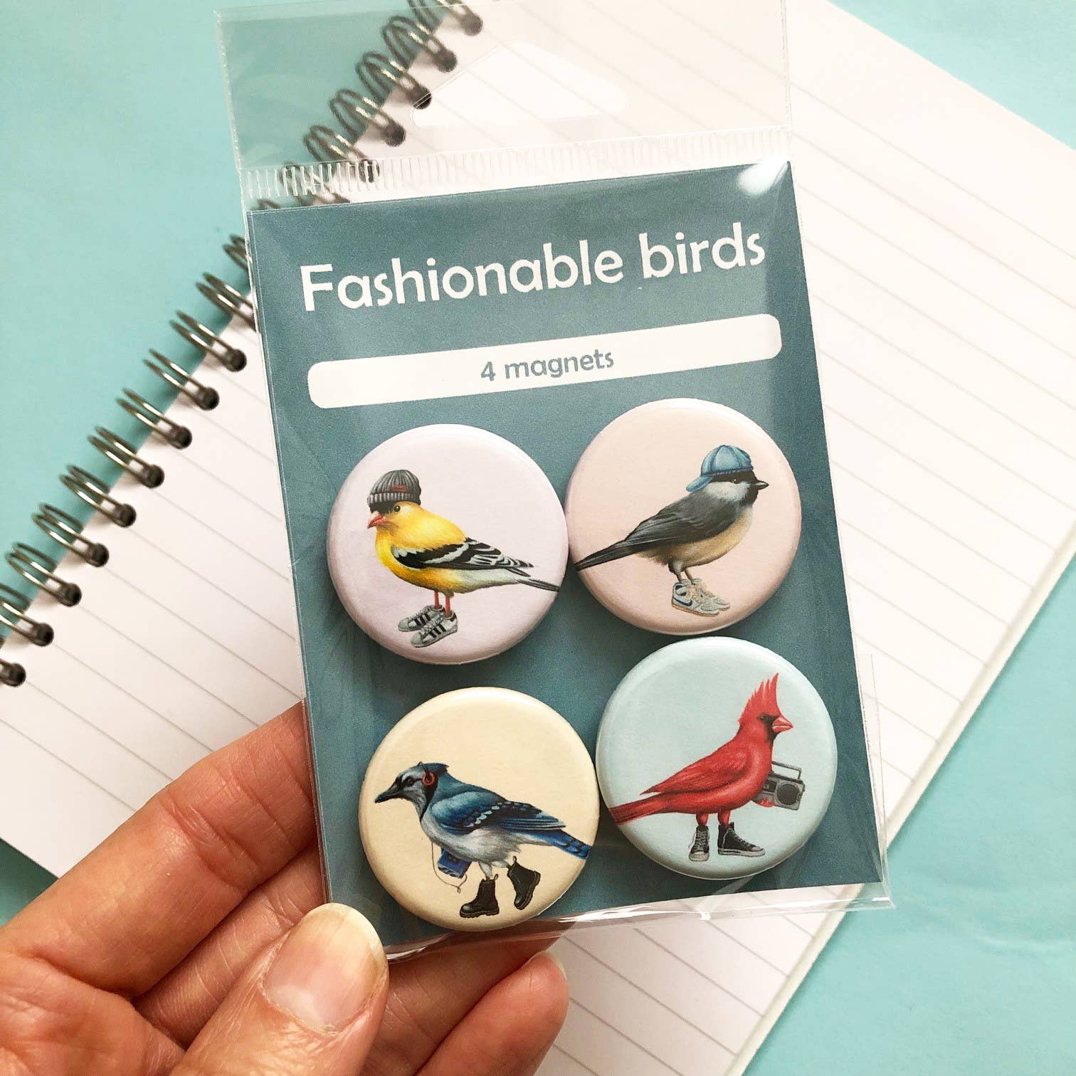 Fashionable Birds Fridge Magnets (set of 4)