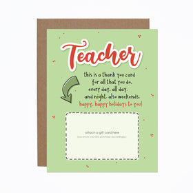 Holiday Teacher Gift Card