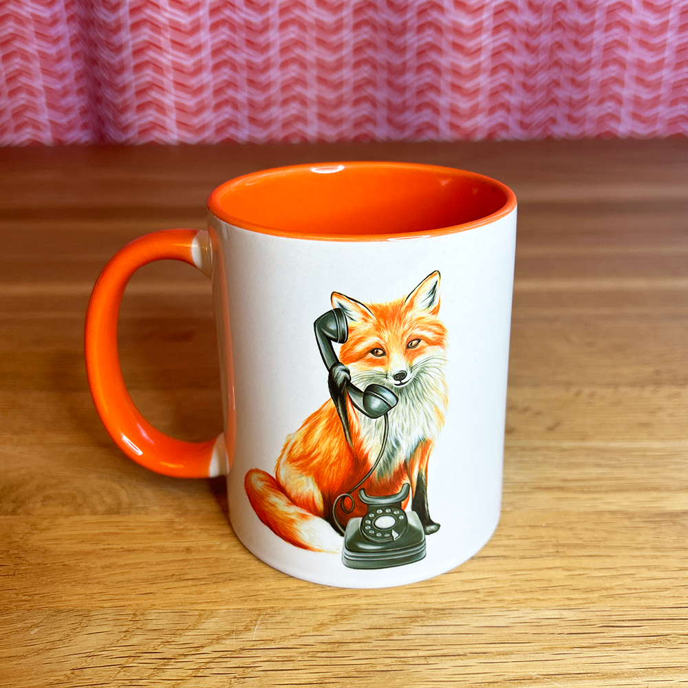 Fox on the Phone Mug