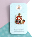 Bubble Tea Red Panda Enamel Keychain-2