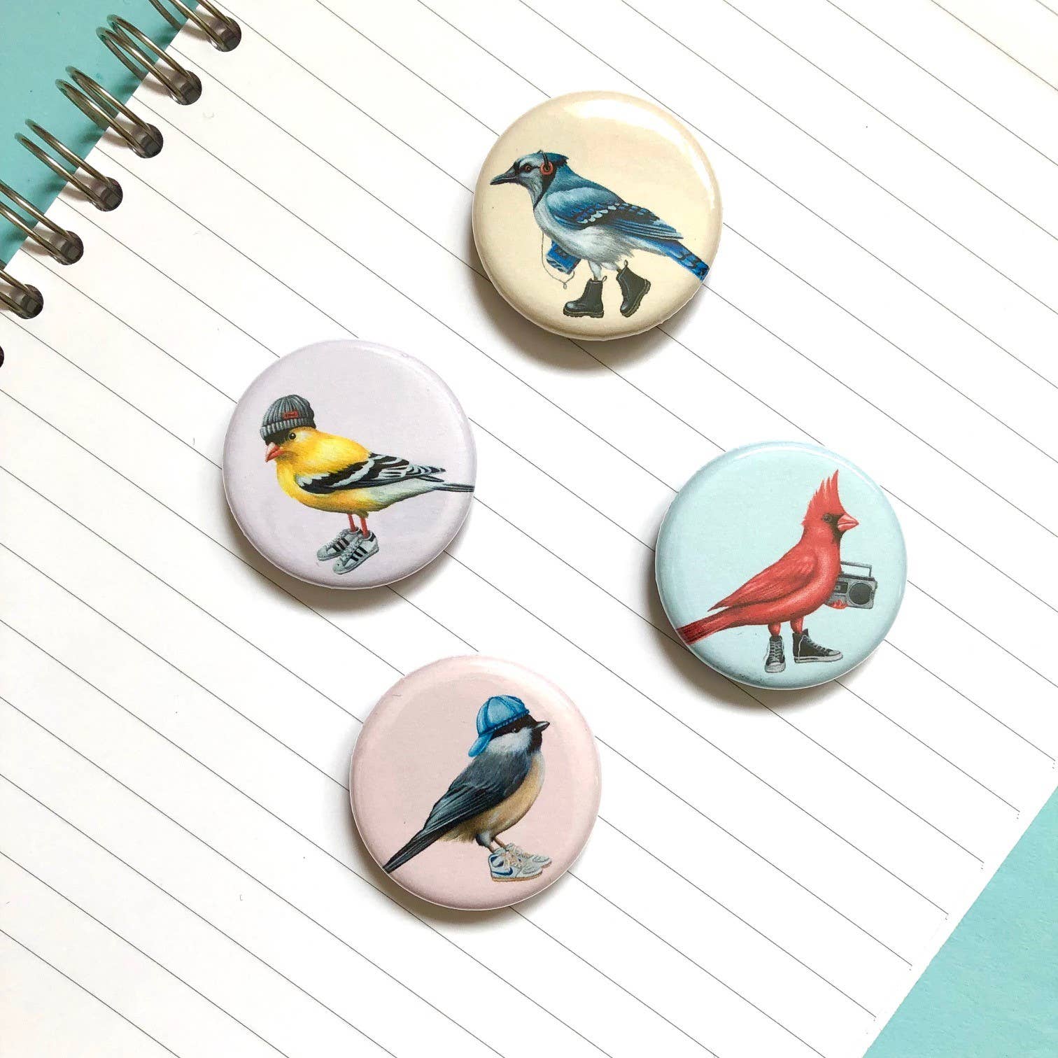 Fashionable Birds Fridge Magnets (set of 4)