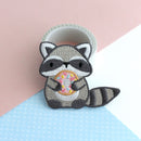 Raccoon Holding Donut Embroidered Patch-5