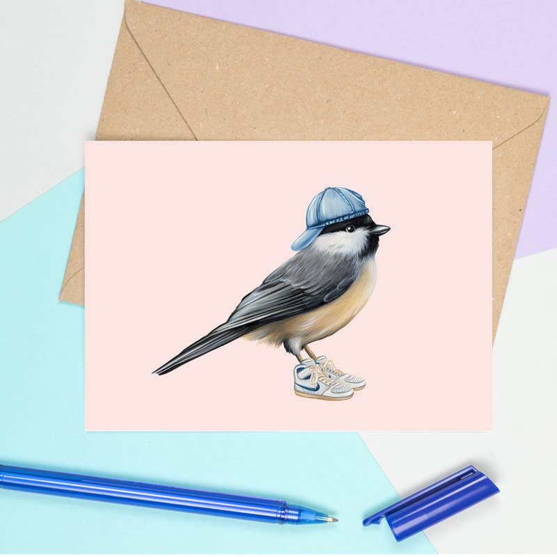 Chickadee Wearing Shoes Card