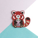 Bubble Tea Red Panda Iron On Patch-1