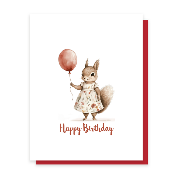 Birthday Balloon Squirrel, Birthday Card