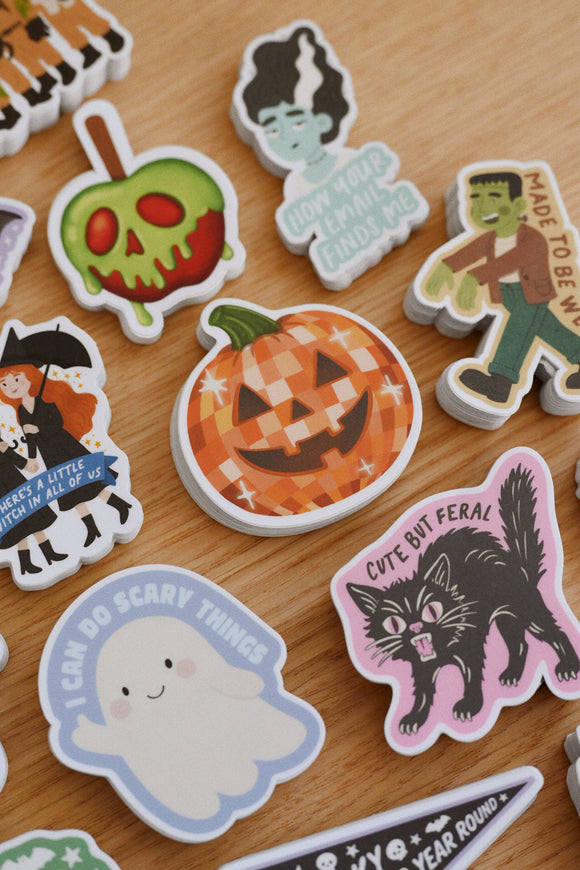 Disco Pumpkin - Fall Jack O Lantern Spooky Vinyl Sticker