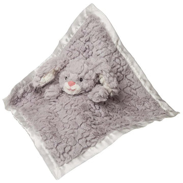Putty Nursery Character Blanket - Bunny - Putty-colored handmade bunny nursery blanket with plush texture and satin trim, unique Canadian gift for newborns.