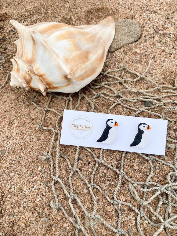 Puffin Clay Stud Earrings - newfoundland, maritimes