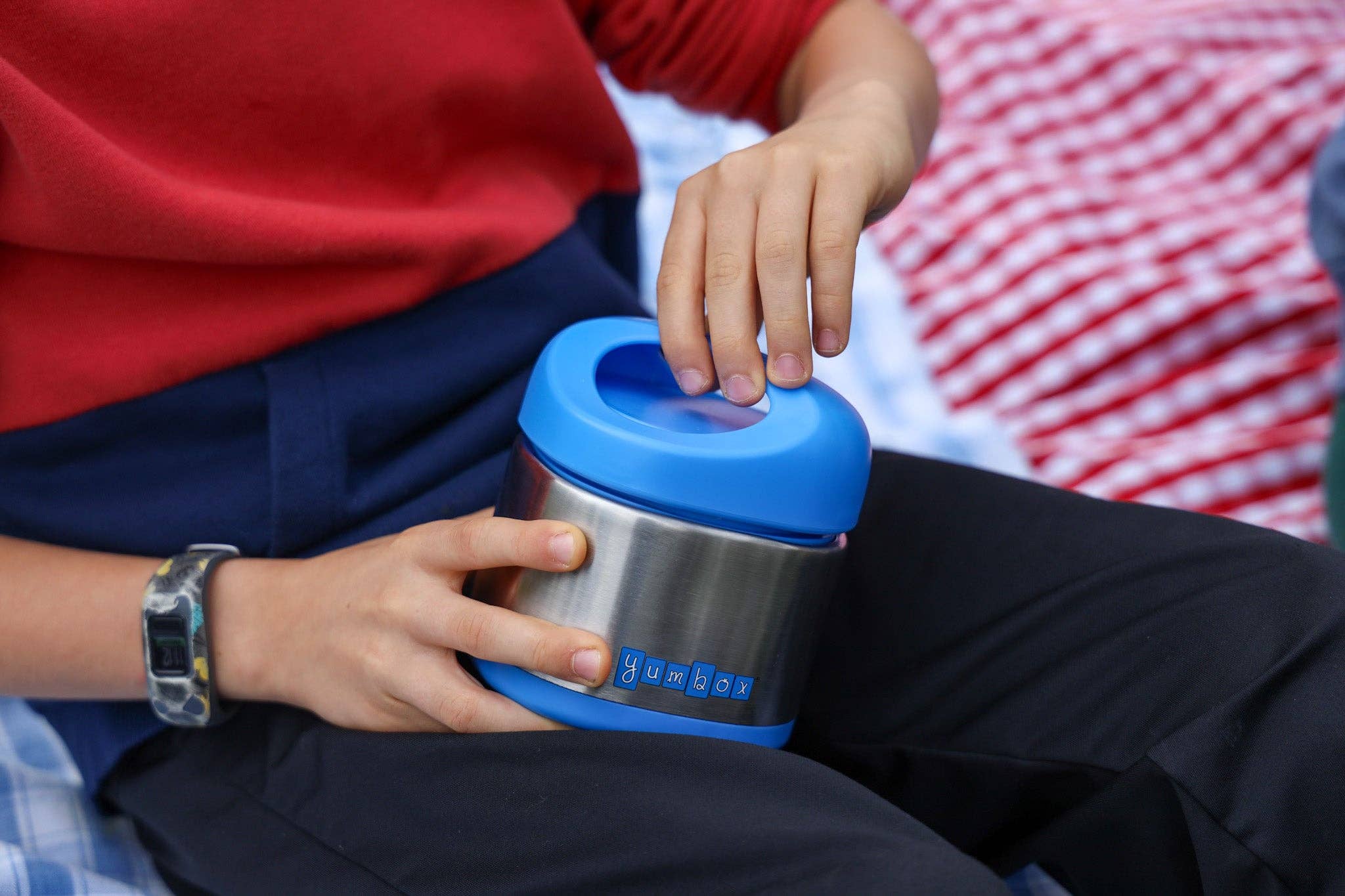 Yumbox Cubi Thermal Food Jar for Kids - Easy Carry and Open Lid 10 oz  - Surf Blue - 0
