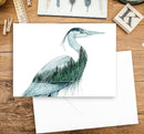 "Standing Still" Great Blue Heron Watercolor Art Card-6