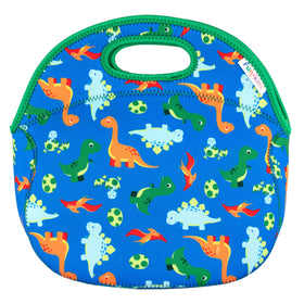 Large, Machine Washable Lunch Bag for Kids - Dinosaurs, Blue
