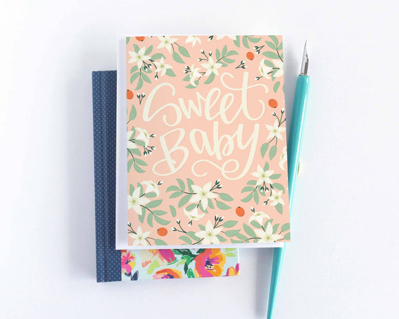 Sweet Baby Orange Blossom Baby Shower Card