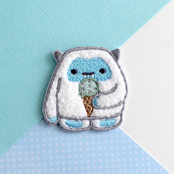 Yeti eating Ice Cream Chenille Iron On Patch