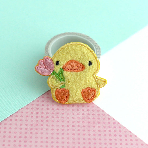 Ducky with Tulip Chenille Embroidered Iron-On Patch