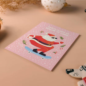 Rollin' To Town Santa - Illustrated Holiday Card - 0