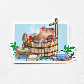 Capybara Spa Day Sticker | 3" | Semi-Gloss - 0