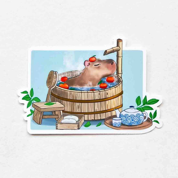 Capybara Spa Day Sticker | 3" | Semi-Gloss