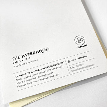 Ottawa Rideau Canal Holiday Card | The Paperhood - Back of a handmade Canadian Christmas card with The Paperhood branding and eco-friendly details.