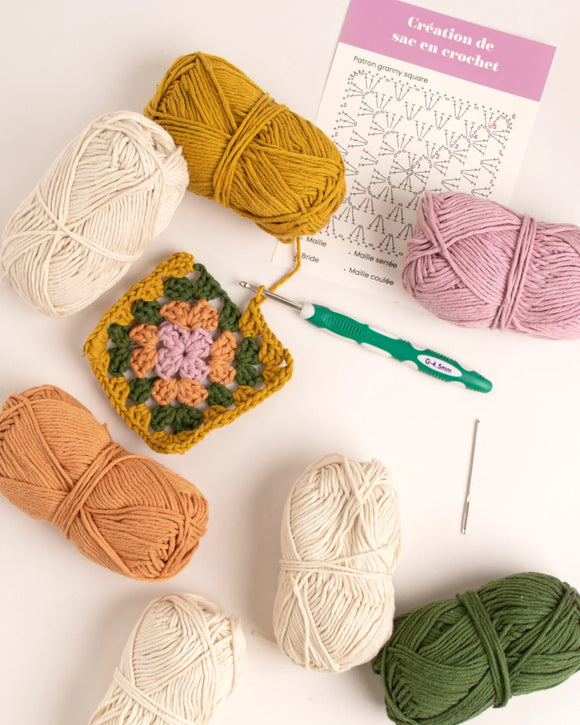 DIY Granny Square Crochet Bag Kit