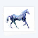 Night Stallion Horse Watercolor Art Card-1