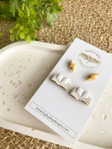 Bookish Studs, Harry Potter - Polymer Clay Earrings