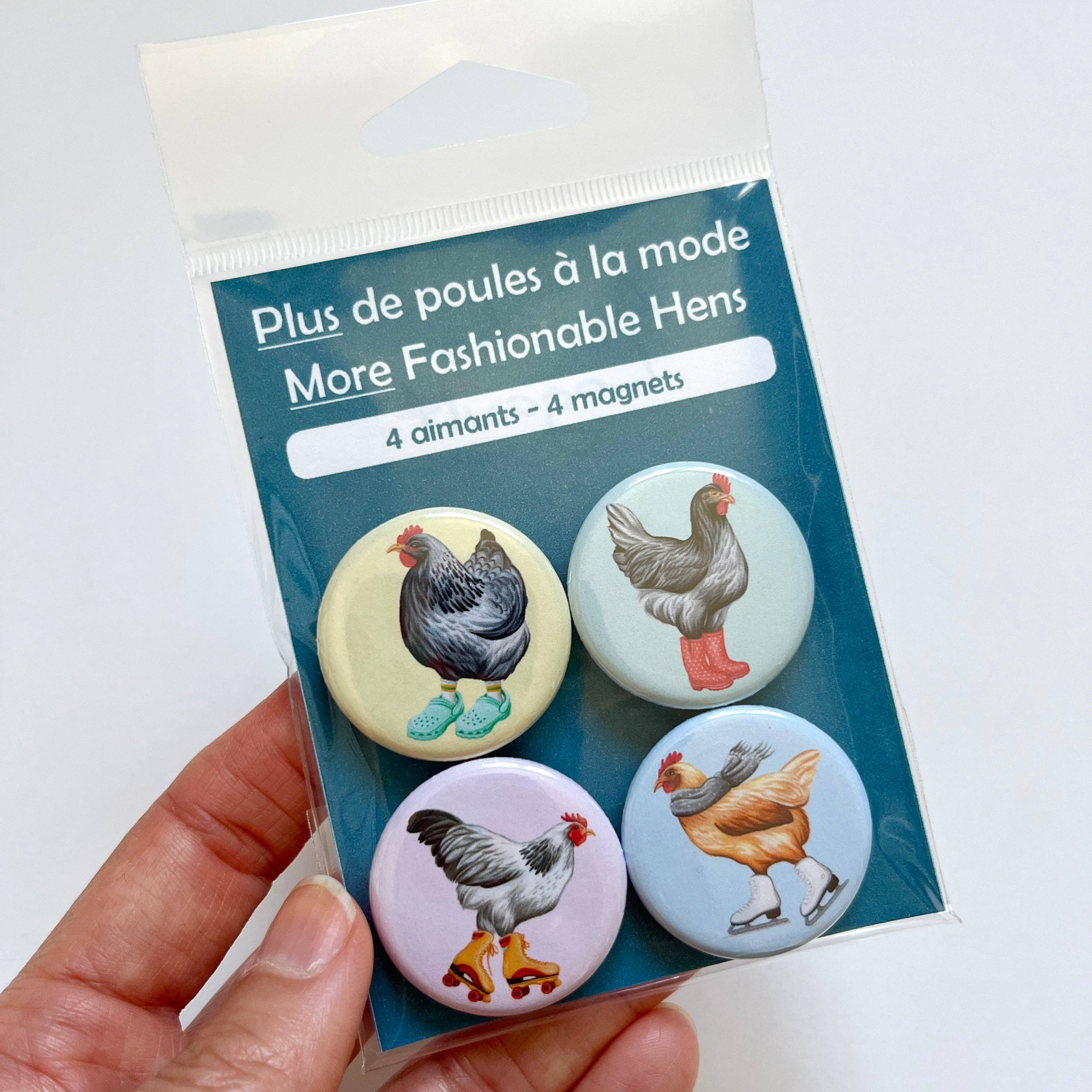 Fashionable Hens Fridge Magnets (set of 4)