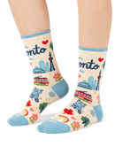 Toronto City Playful Skyline Graphic Crew Socks-1