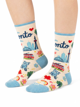 Toronto City Playful Skyline Graphic Crew Socks