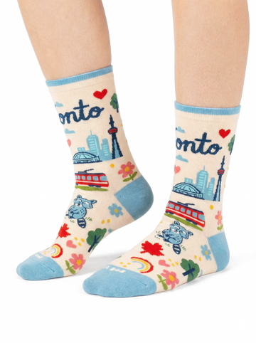 Toronto City Playful Skyline Graphic Crew Socks