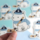 Polar Bear Playing Hockey Vinyl Sticker-2